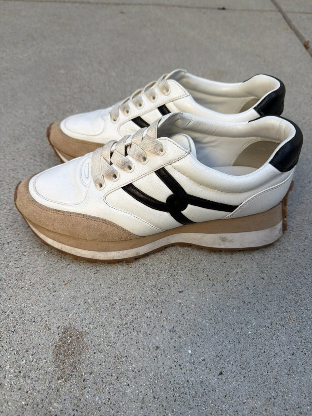 Veronica Beard Platform Sneakers White Leather Suede Size [8.5M]